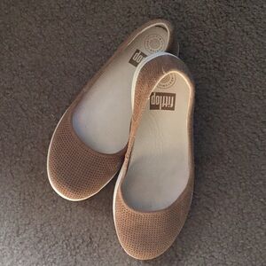 Fitflop tan suede slip ons